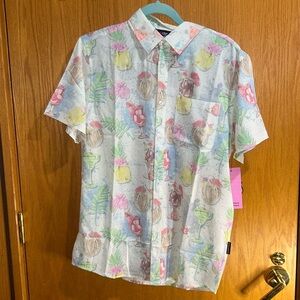 Psycho Tuna Men's Small Spirit Splash Short Sleeve Button Down Shirt